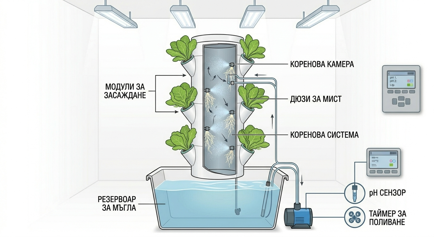 Диаграма на аеропонна система